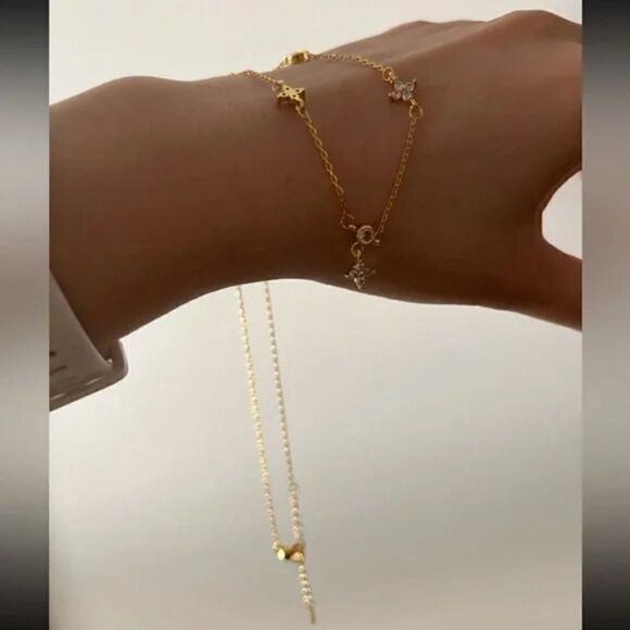 NEW 925 Sterling Silver Zircon Lucky Clover Necklace Adjustable - Picture 7 of 10